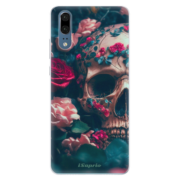 Silikonové pouzdro iSaprio - Skull in Roses - Huawei P20