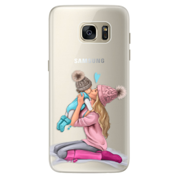 Silikonové pouzdro iSaprio - Kissing Mom - Blond and Boy - Samsung Galaxy S7 Edge