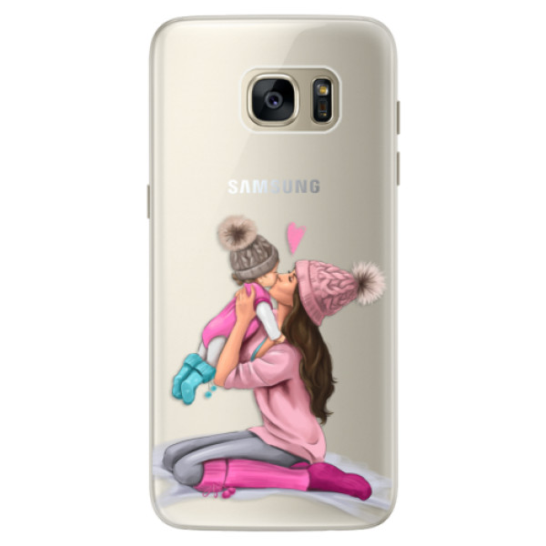 Silikonové pouzdro iSaprio - Kissing Mom - Brunette and Girl - Samsung Galaxy S7 Edge