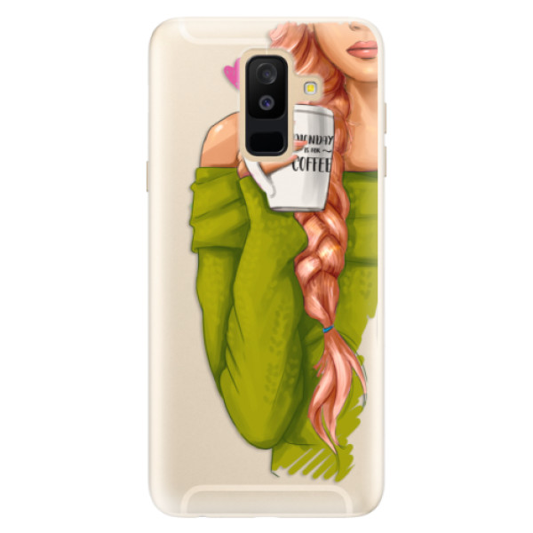 Silikonové pouzdro iSaprio - My Coffe and Redhead Girl - Samsung Galaxy A6+