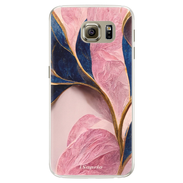 Silikonové pouzdro iSaprio - Pink Blue Leaves - Samsung Galaxy S6 Edge