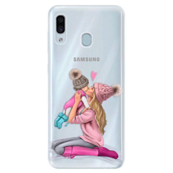 Silikonové pouzdro iSaprio - Kissing Mom - Blond and Girl - Samsung Galaxy A30