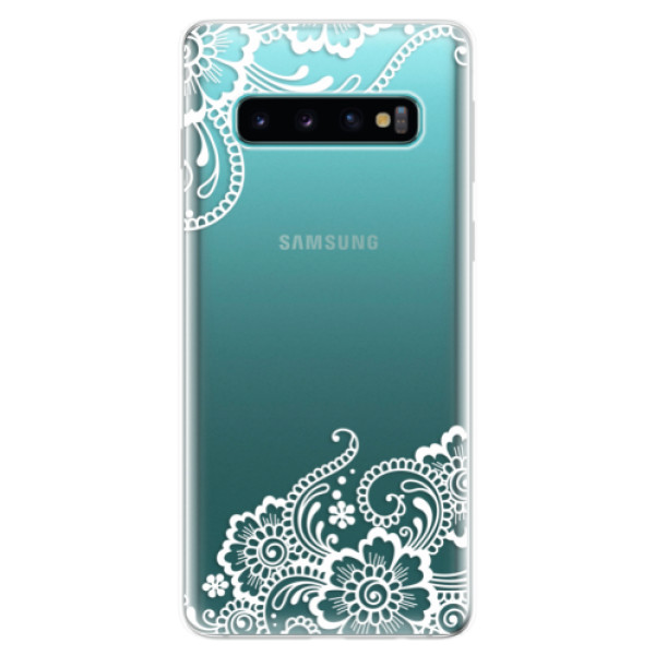 Silikonové odolné pouzdro iSaprio Bílá Krajka 02 na mobil Samsung Galaxy S10 (Silikonový odolný kryt, obal, pouzdro iSaprio Bílá Krajka 02 na mobilní telefon Samsung Galaxy S10)