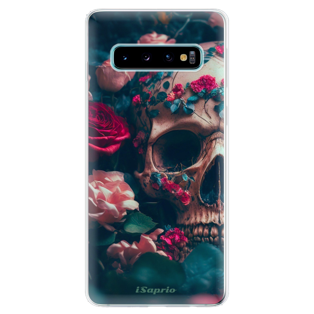 Odolné silikonové pouzdro iSaprio - Skull in Roses - Samsung Galaxy S10