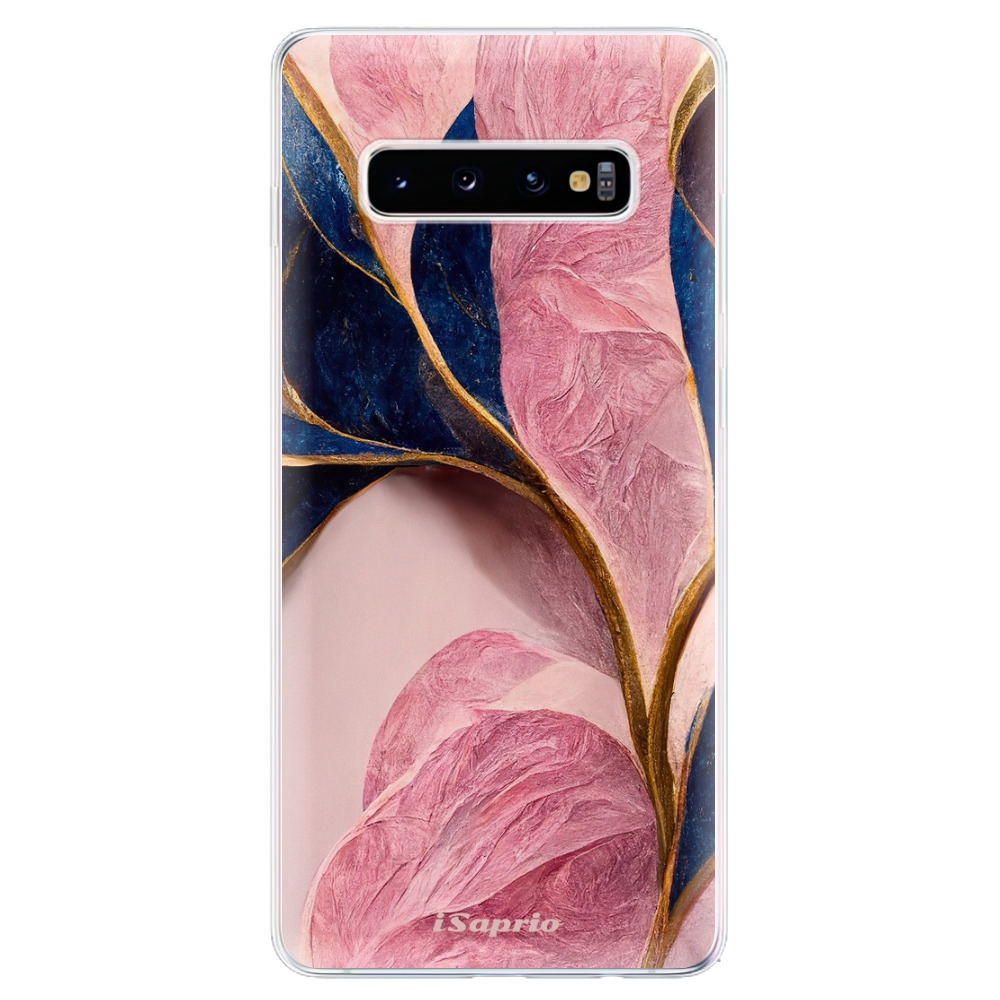 Odolné silikonové pouzdro iSaprio - Pink Blue Leaves - Samsung Galaxy S10+