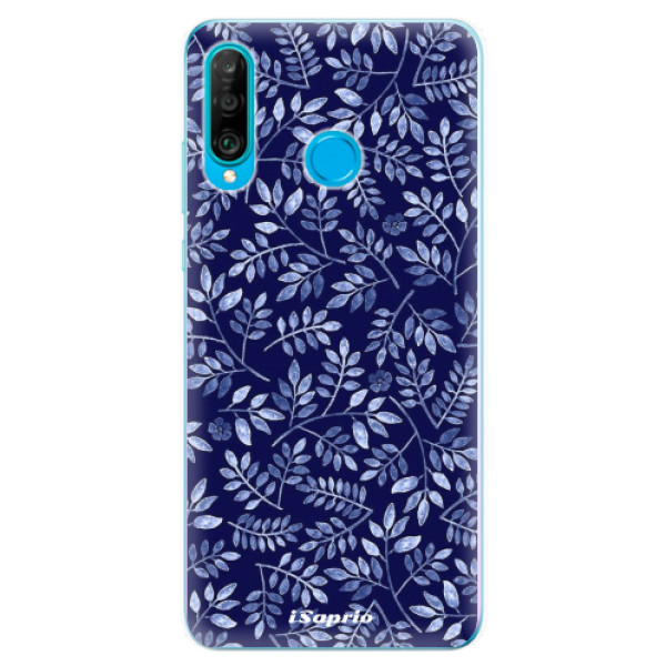 Silikonové odolné pouzdro iSaprio Blue Leaves 05 na mobil Huawei P30 Lite (Silikonový odolný kryt, obal, pouzdro iSaprio Blue Leaves 05 na mobilní telefon Huawei P30 Lite)