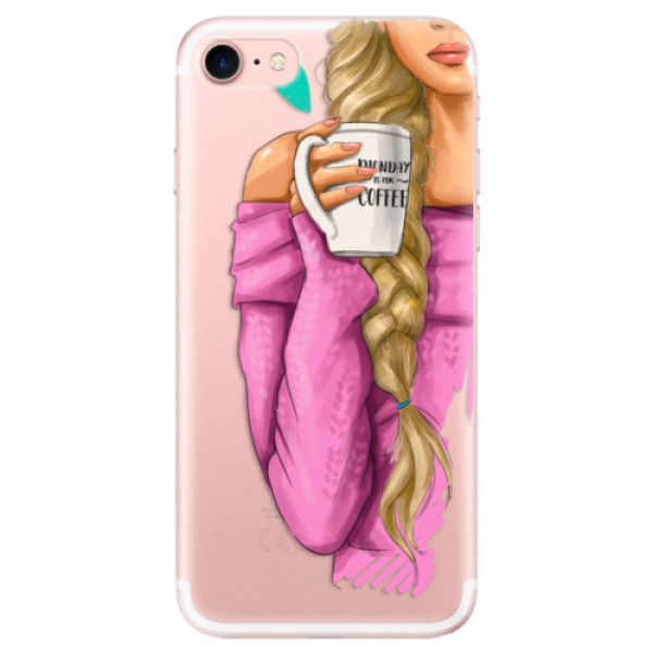 Odolné silikonové pouzdro iSaprio - My Coffe and Blond Girl - iPhone 7