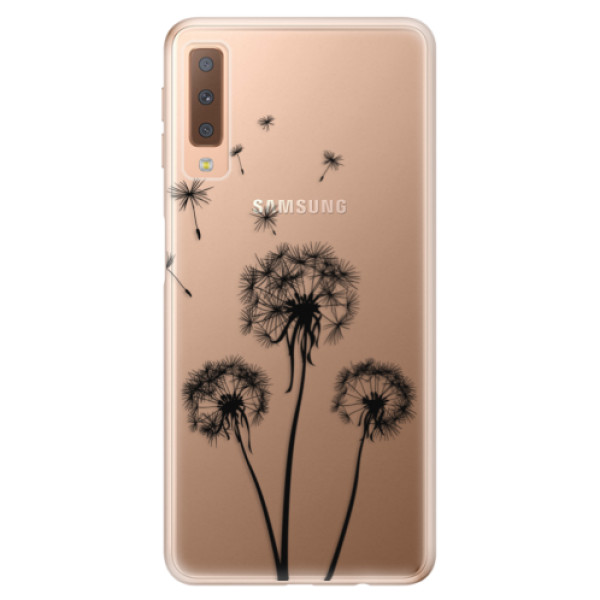 Silikonové odolné pouzdro iSaprio Three Dandelions black na mobil Samsung Galaxy A7 (2018) (Silikonový odolný kryt, obal, pouzdro iSaprio Three Dandelions black na mobil Samsung Galaxy A7 2018)