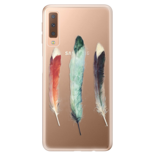 Odolné silikonové pouzdro iSaprio - Three Feathers - Samsung Galaxy A7 (2018)