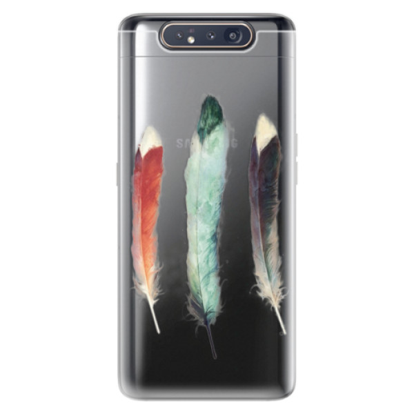 Odolné silikonové pouzdro iSaprio - Three Feathers - Samsung Galaxy A80