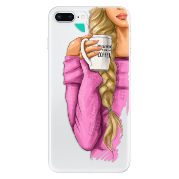 Odolné silikonové pouzdro iSaprio - My Coffe and Blond Girl - iPhone 8 Plus