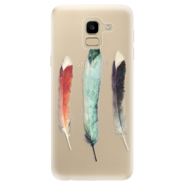 Odolné silikonové pouzdro iSaprio - Three Feathers - Samsung Galaxy J6