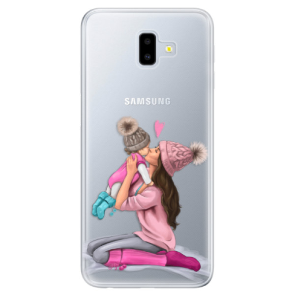 Odolné silikonové pouzdro iSaprio - Kissing Mom - Brunette and Girl - Samsung Galaxy J6+