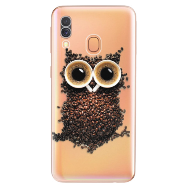 Silikonové odolné pouzdro iSaprio - Owl And Coffee na mobil Samsung Galaxy A40 (Silikonový kryt, obal, pouzdro iSaprio - Owl And Coffee na mobilní telefon Samsung Galaxy A40)