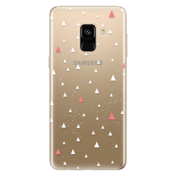 Odolné silikonové pouzdro iSaprio - Abstract Triangles 02 - white - Samsung Galaxy A8 2018