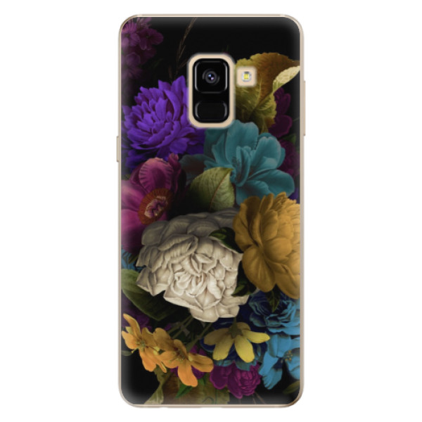 Odolné silikonové pouzdro iSaprio - Dark Flowers - Samsung Galaxy A8 2018