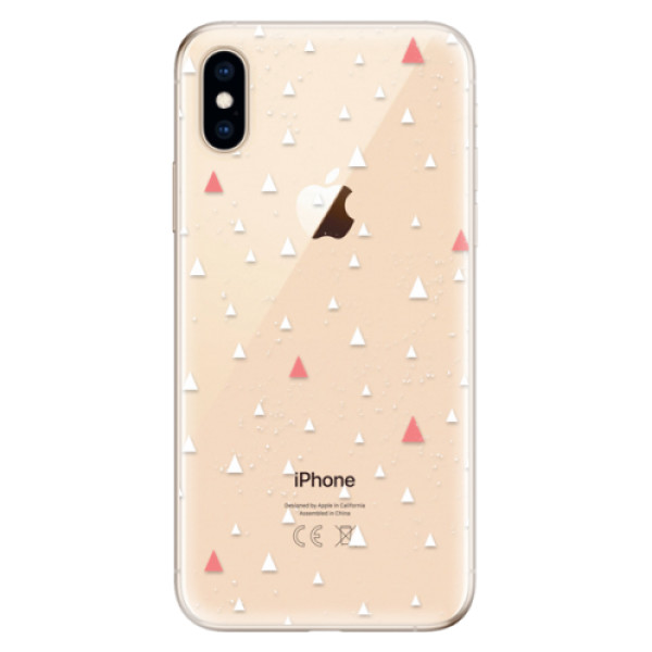 Odolné silikonové pouzdro iSaprio - Abstract Triangles 02 - white - iPhone XS