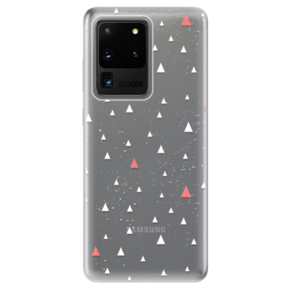 Odolné silikonové pouzdro iSaprio - Abstract Triangles 02 - white - Samsung Galaxy S20 Ultra