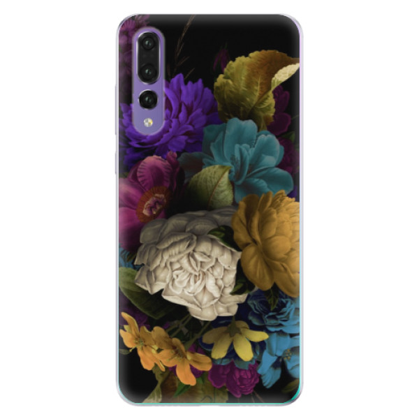 Odolné silikonové pouzdro iSaprio - Dark Flowers - Huawei P20 Pro