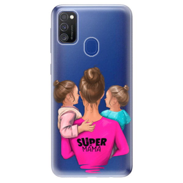 Odolné silikonové pouzdro iSaprio - Super Mama - Two Girls na mobil Samsung Galaxy M21 (Silikonový odolný kryt, obal, pouzdro iSaprio - Super Mama - Two Girls na mobilní telefon Samsung Galaxy M21)