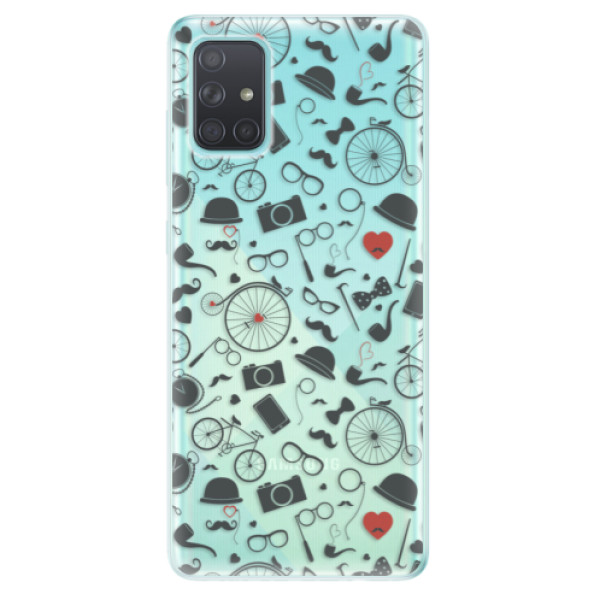 Odolné silikonové pouzdro iSaprio - Vintage Pattern 01 - black - Samsung Galaxy A71