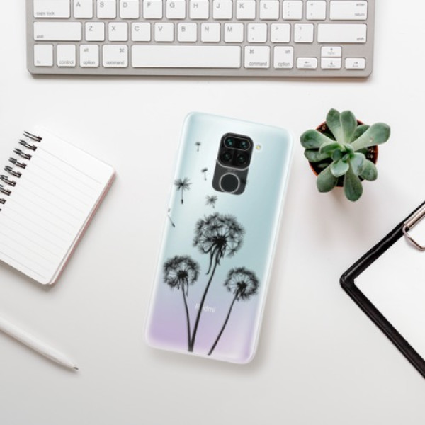 Odolné silikonové pouzdro iSaprio - Three Dandelions - black - Xiaomi Redmi Note 9