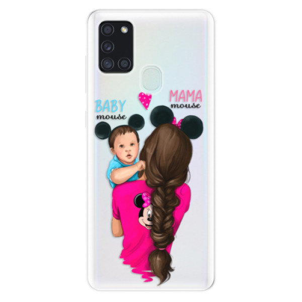 Odolné silikonové pouzdro iSaprio - Mama Mouse Brunette and Boy - Samsung Galaxy A21s
