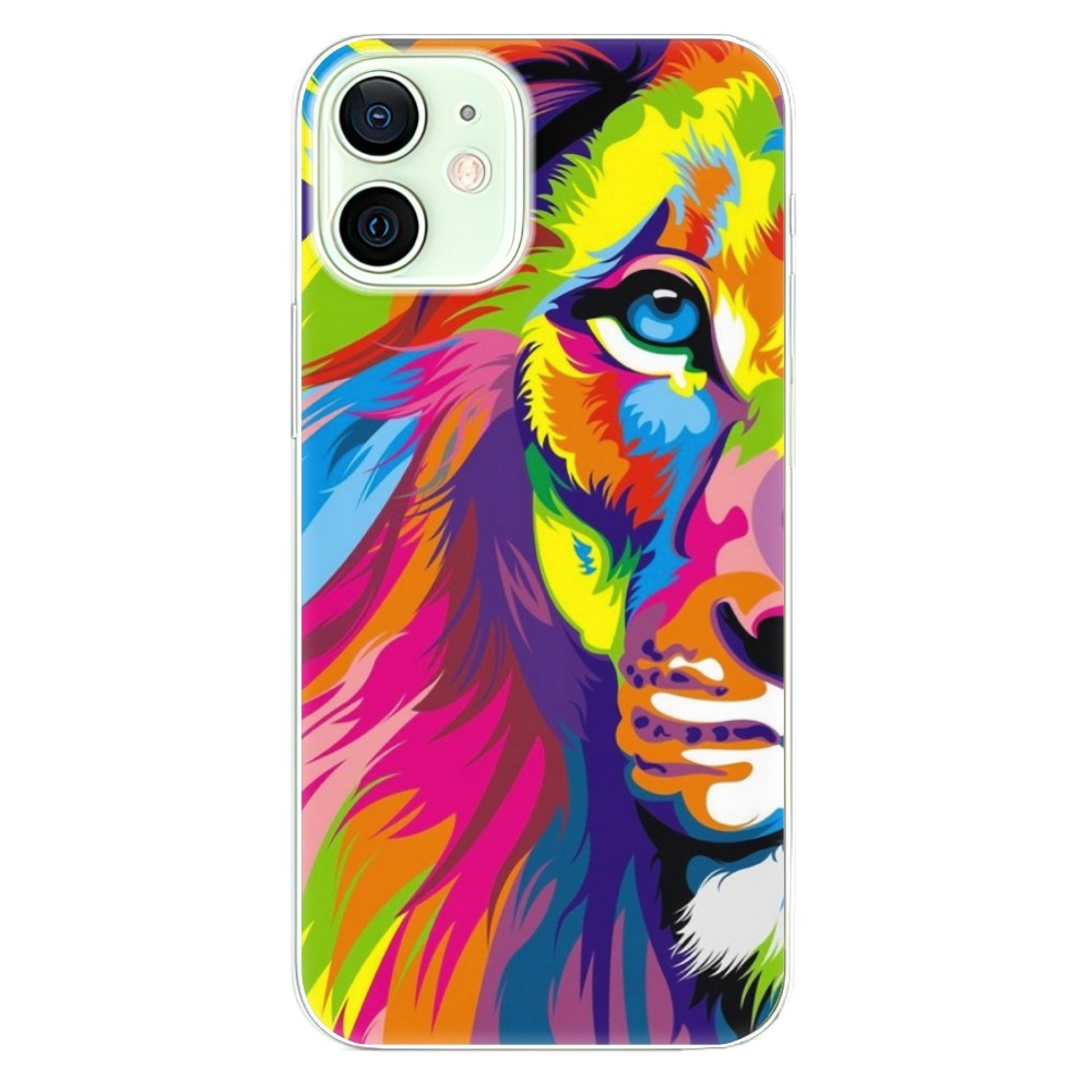 Odolné silikonové pouzdro iSaprio - Rainbow Lion - iPhone 12