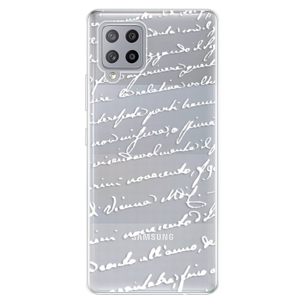 Odolné silikonové pouzdro iSaprio - Handwriting 01 - white - Samsung Galaxy A42