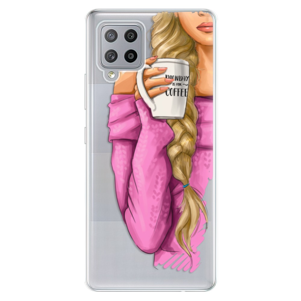 Odolné silikonové pouzdro iSaprio - My Coffe and Blond Girl - Samsung Galaxy A42