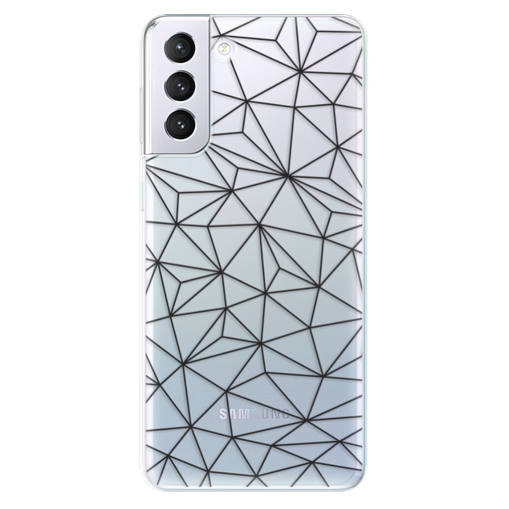 Odolné silikonové pouzdro iSaprio - Abstract Triangles 03 - black - Samsung Galaxy S21+