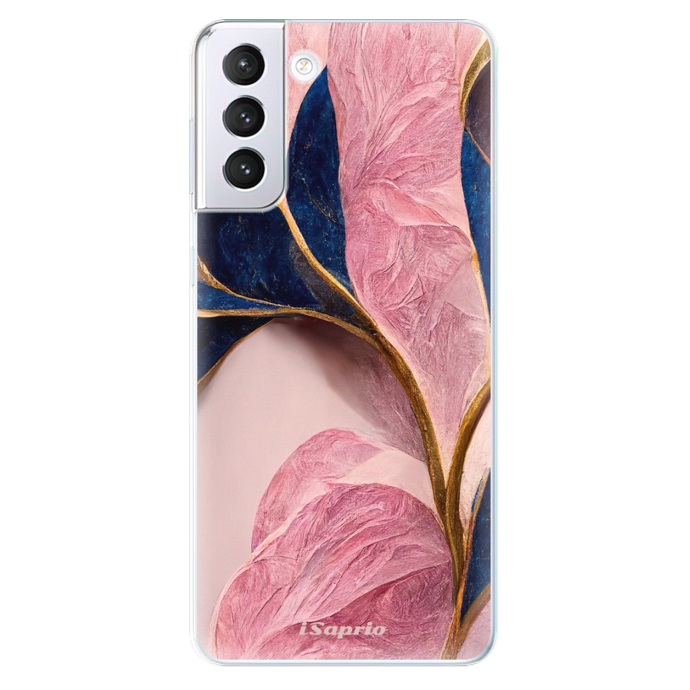 Odolné silikonové pouzdro iSaprio - Pink Blue Leaves - Samsung Galaxy S21+