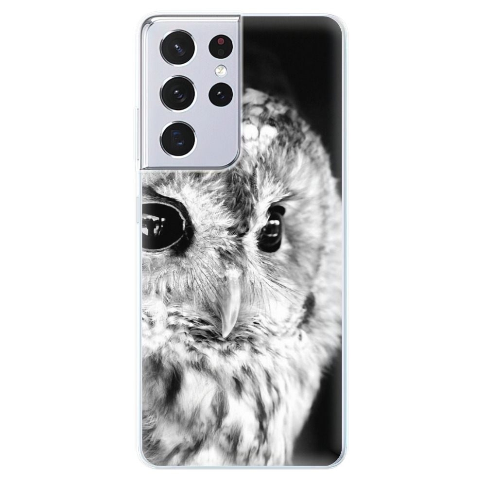 Odolné silikonové pouzdro iSaprio - BW Owl na mobil Samsung Galaxy S21 Ultra 5G (Odolný silikonový kryt, obal, pouzdro iSaprio - BW Owl na mobilní telefon Samsung Galaxy S21 Ultra 5G)
