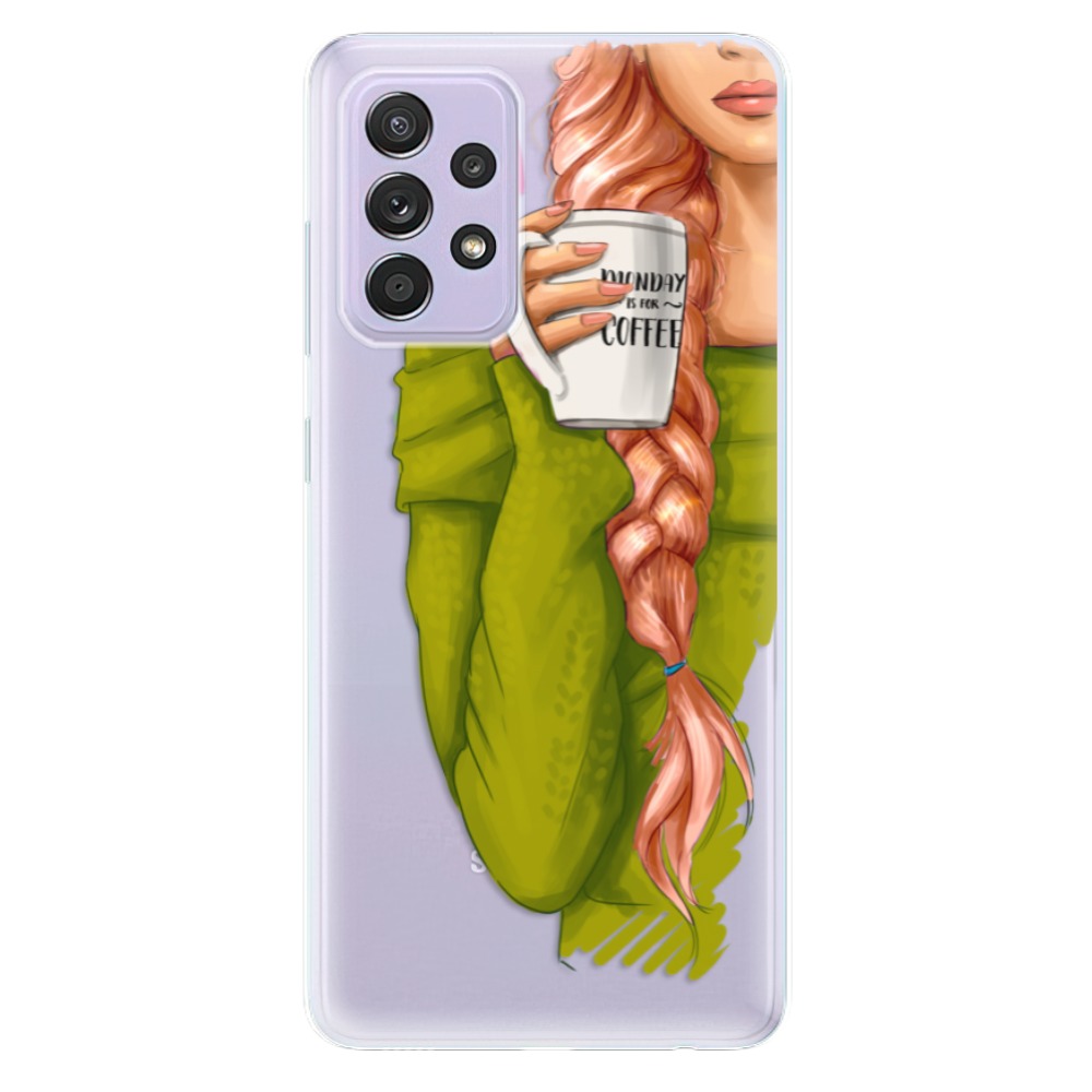 Odolné silikonové pouzdro iSaprio - My Coffe and Redhead Girl - Samsung Galaxy A52/A52 5G