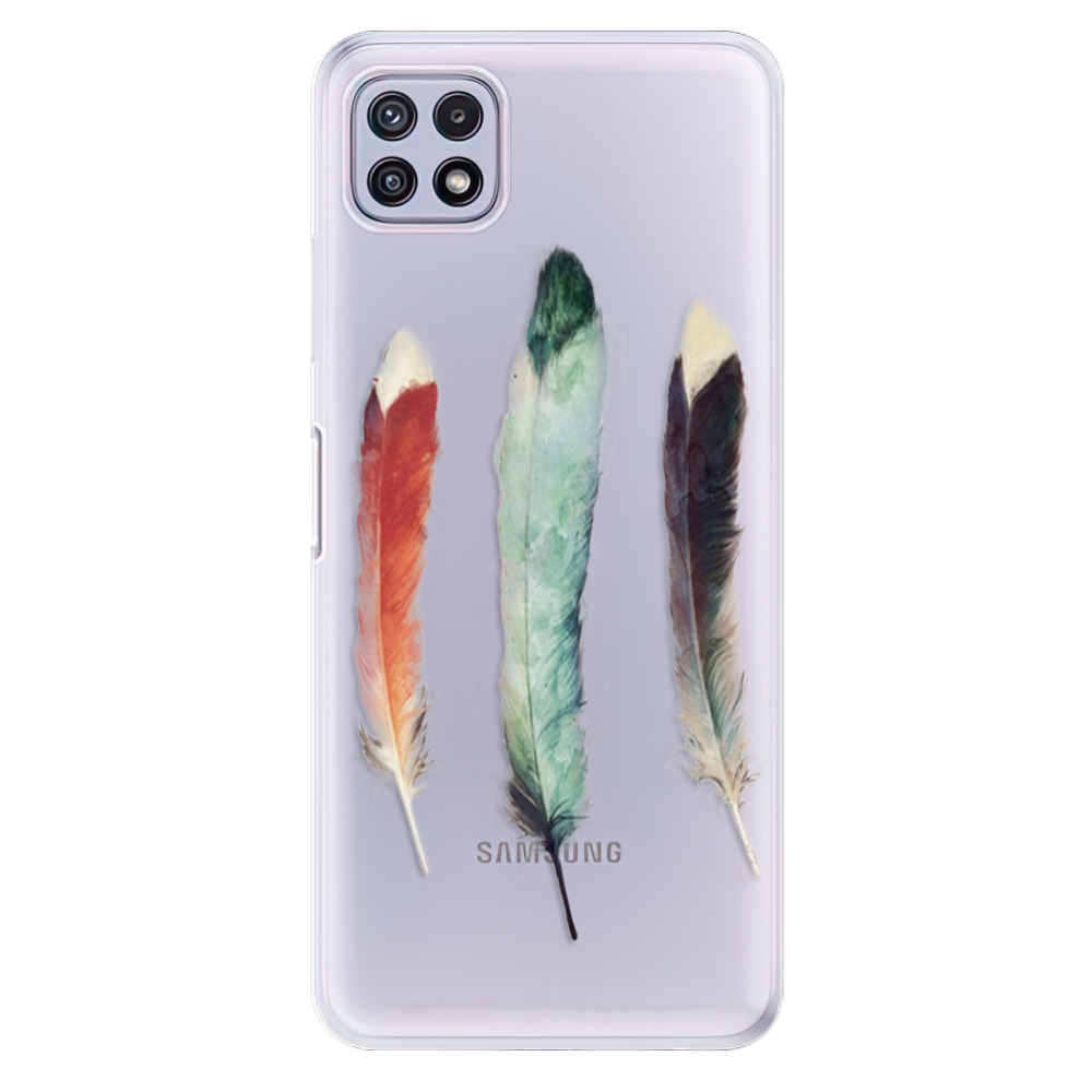 Odolné silikonové pouzdro iSaprio - Three Feathers - Samsung Galaxy A22 5G