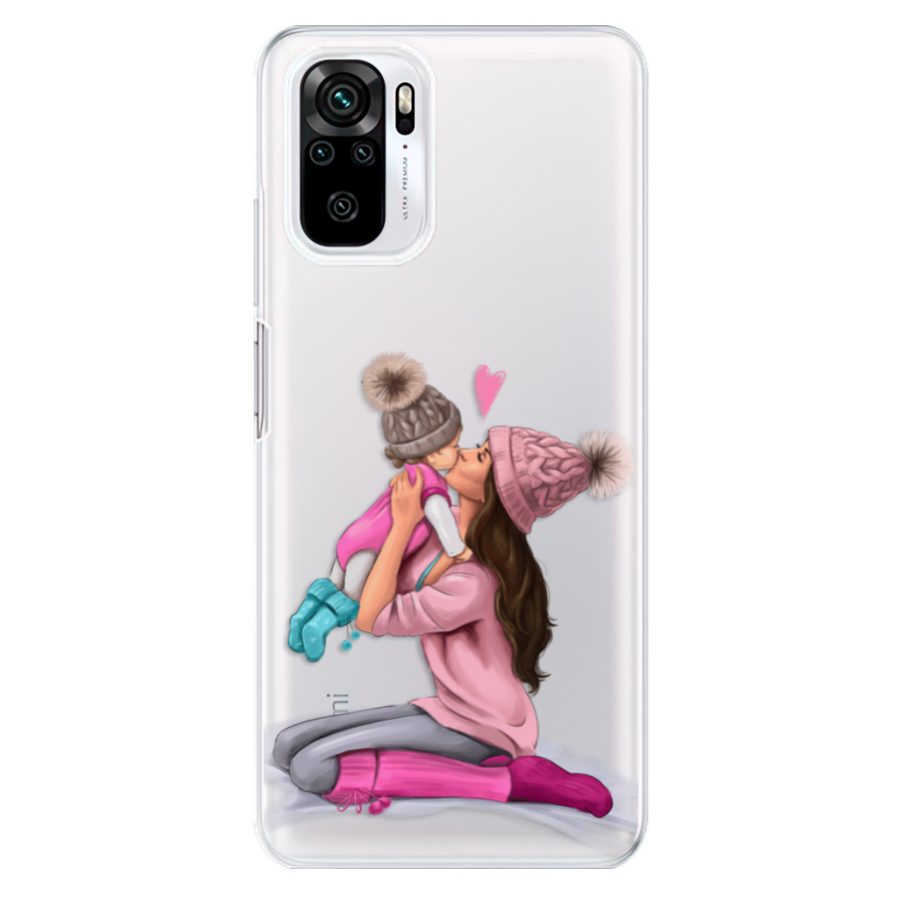 Odolné silikonové pouzdro iSaprio - Kissing Mom - Brunette and Girl - Xiaomi Redmi Note 10 / Note 10S