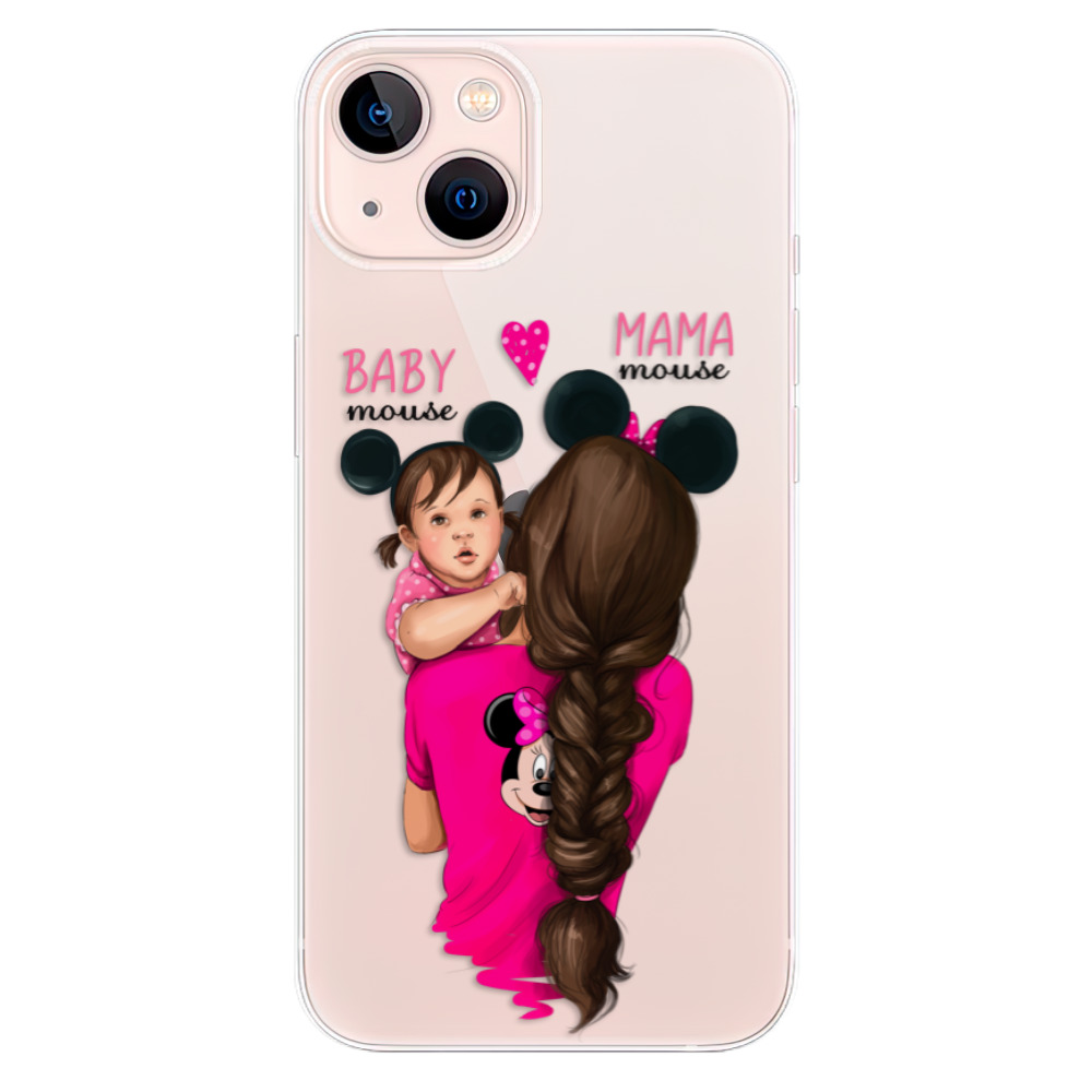 Odolné silikonové pouzdro iSaprio - Mama Mouse Brunette and Girl - iPhone 13