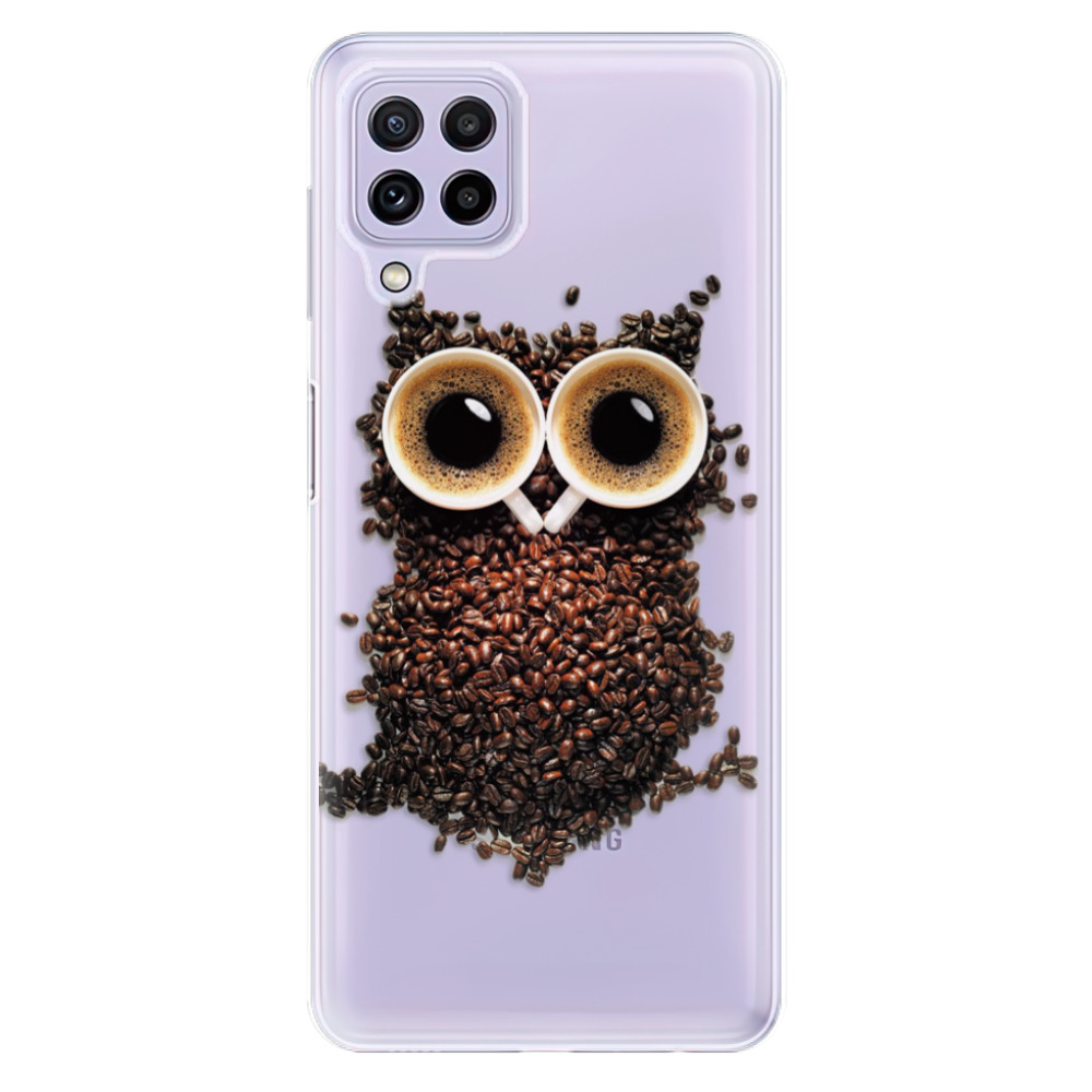 Odolné silikonové pouzdro iSaprio - Owl And Coffee na mobil Samsung Galaxy A22 4G - AKCE (Odolný silikonový kryt, obal, pouzdro iSaprio - Owl And Coffee na mobilní telefon Samsung Galaxy A22 4G)