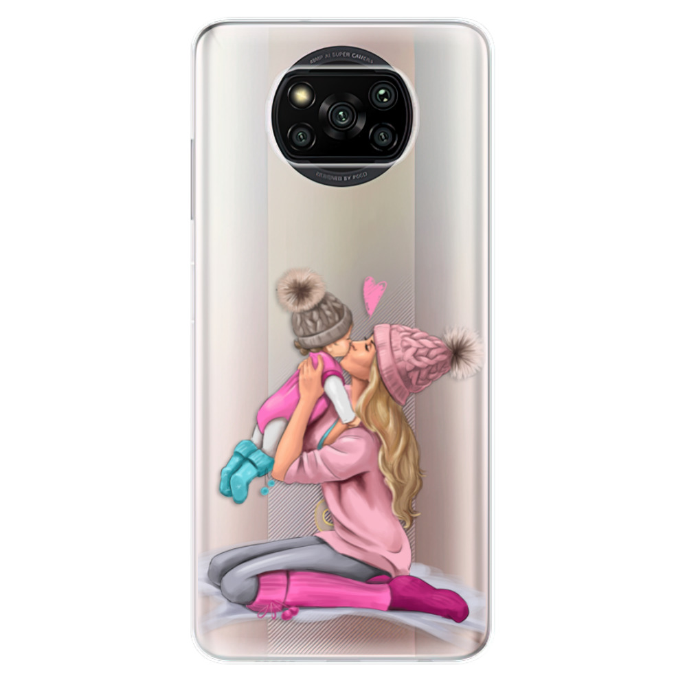Odolné silikonové pouzdro iSaprio - Kissing Mom - Blond and Girl - Xiaomi Poco X3 Pro / X3 NFC