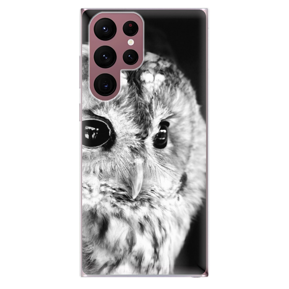 Odolné silikonové pouzdro iSaprio - BW Owl - Samsung Galaxy S22 Ultra 5G