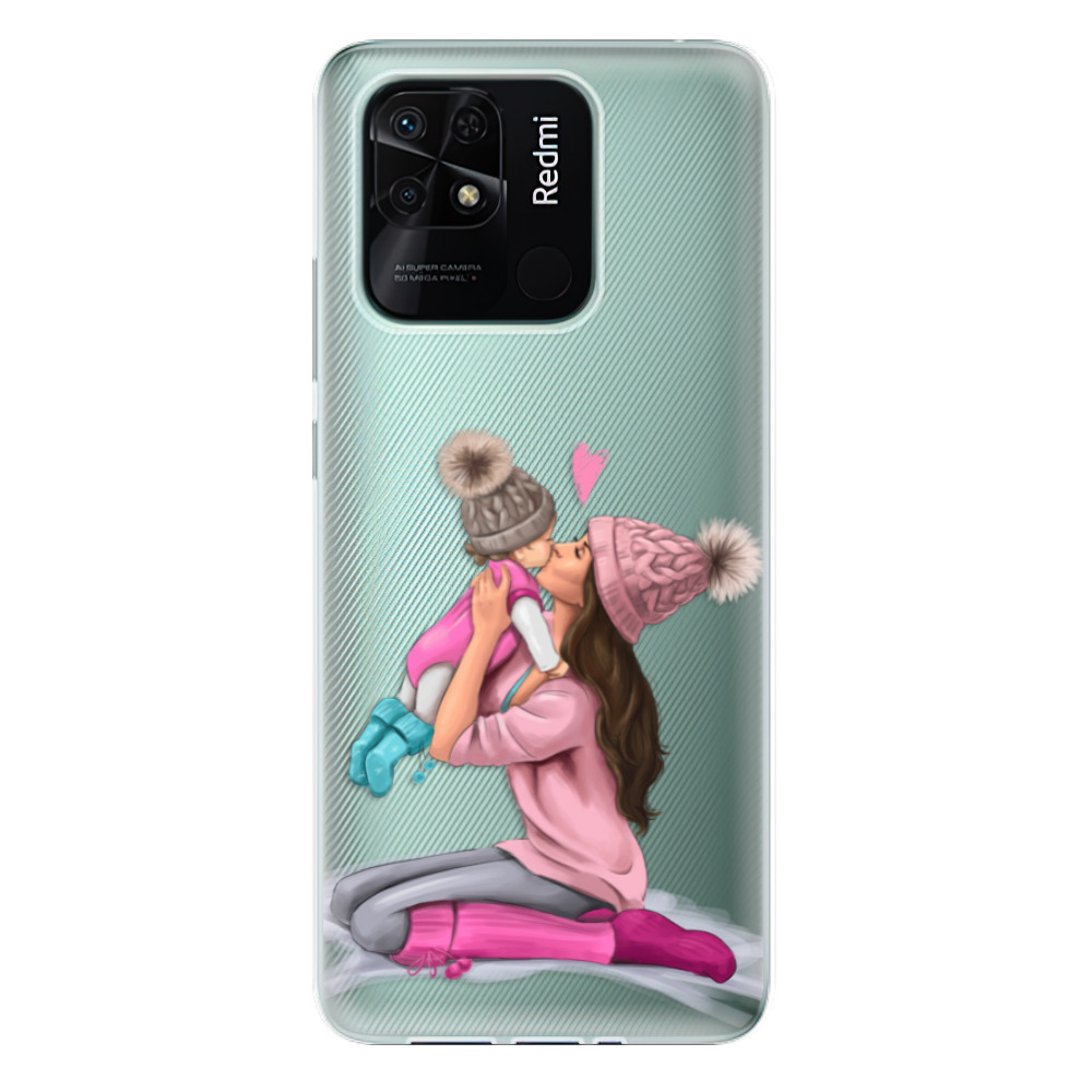 Odolné silikonové pouzdro iSaprio - Kissing Mom - Brunette and Girl - Xiaomi Redmi 10C