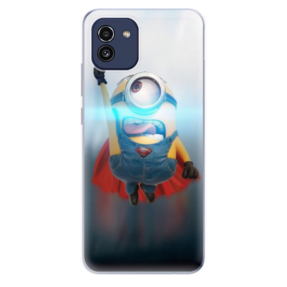 Odolné silikonové pouzdro iSaprio - Mimons Superman 02 - Samsung Galaxy A03