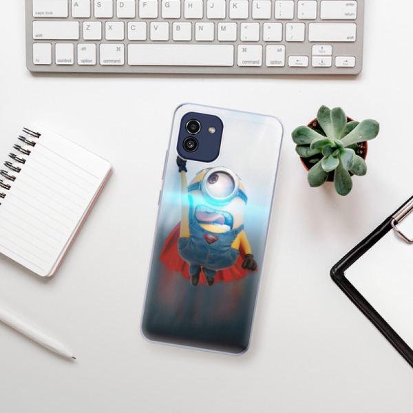 Odolné silikonové pouzdro iSaprio - Mimons Superman 02 - Samsung Galaxy A03