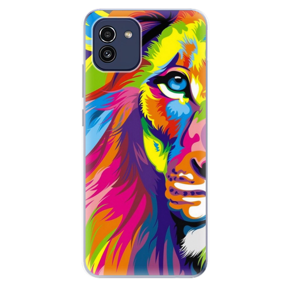 Odolné silikonové pouzdro iSaprio - Rainbow Lion - Samsung Galaxy A03