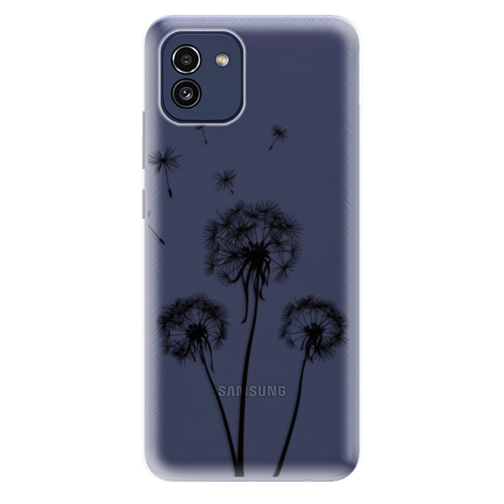 Odolné silikonové pouzdro iSaprio - Three Dandelions - black - Samsung Galaxy A03
