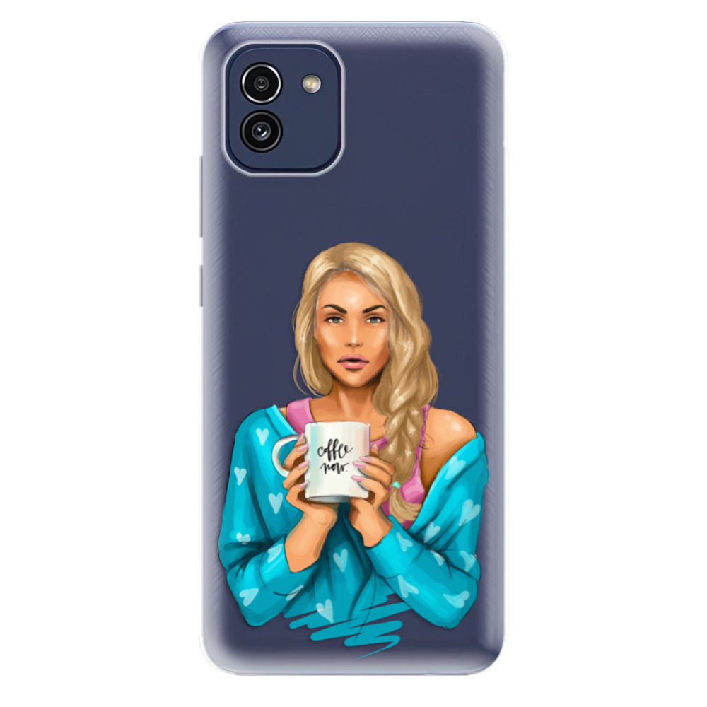 Odolné silikonové pouzdro iSaprio - Coffe Now - Blond - Samsung Galaxy A03