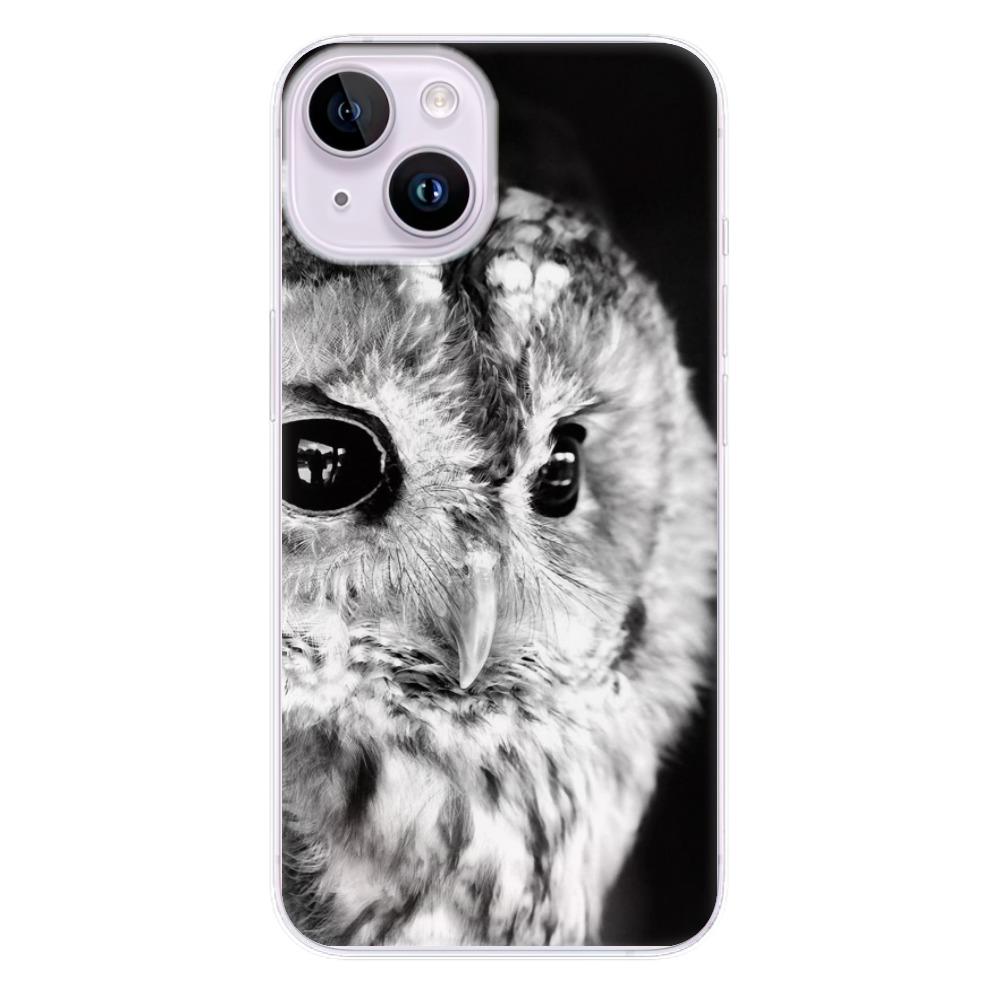 Odolné silikonové pouzdro iSaprio - BW Owl - Apple iPhone 14 (Odolný silikonový kryt, obal, pouzdro iSaprio - BW Owl na mobilní telefon Apple iPhone 14)