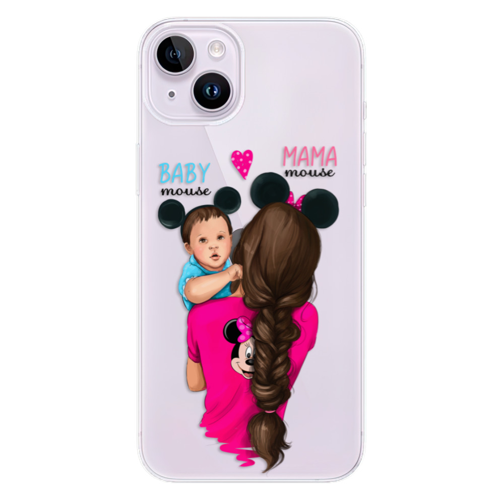 Odolné silikonové pouzdro iSaprio - Mama Mouse Brunette and Boy - iPhone 14 Plus
