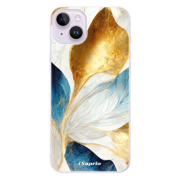 Odolné silikonové pouzdro iSaprio - Blue Leaves - iPhone 14 Plus