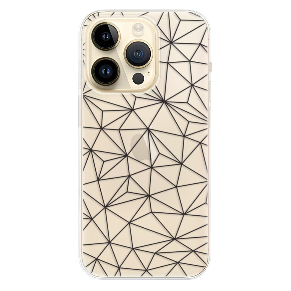 Odolné silikonové pouzdro iSaprio - Abstract Triangles 03 - black - iPhone 14 Pro